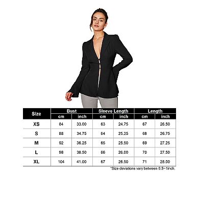 Slim Fit Women's Blazer Tapered Waist Long Flare Sleeve Jacket Button Closure Stretch Office Blazer