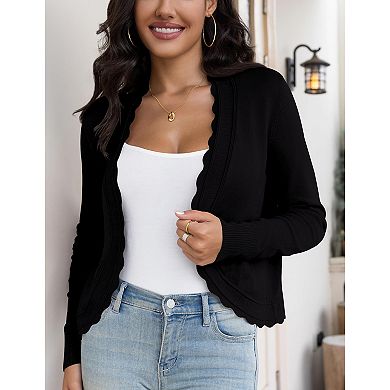 Women's Cropped Cardigan Sweaters Lightweight Long Sleeve Shrugs Top