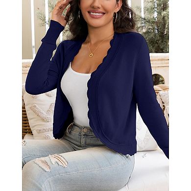 Women's Cropped Cardigan Sweaters Lightweight Long Sleeve Shrugs Top