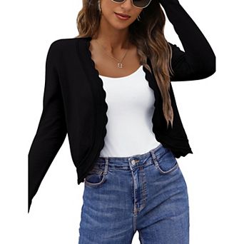 Women's Cropped Cardigan Sweaters Lightweight Long Sleeve Shrugs Top