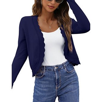 Women's Cropped Cardigan Sweaters Lightweight Long Sleeve Shrugs Top