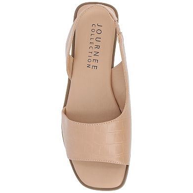 Journee Brinsley Slingback Croco Texture Women's Flat Sandals