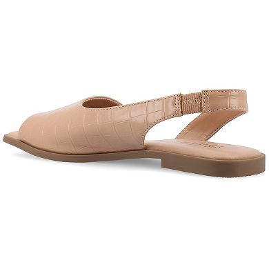 Journee Brinsley Slingback Croco Texture Women's Flat Sandals