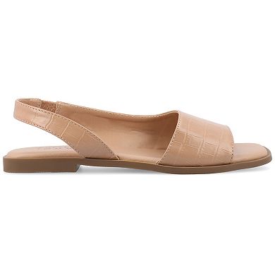 Journee Brinsley Slingback Croco Texture Women's Flat Sandals