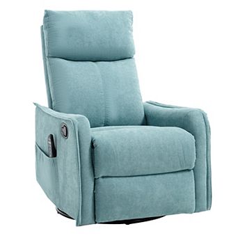 Heat Massage Manual Recliner Chair with Rocker and Swivel in Fabric for Living Room