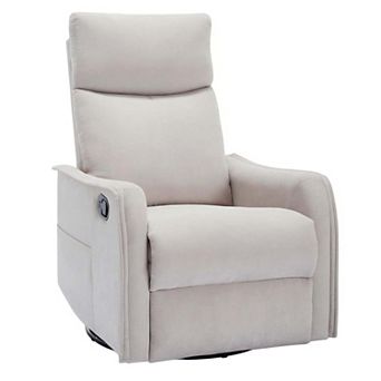 Heat Massage Manual Recliner Chair with Rocker and Swivel in Fabric for Living Room