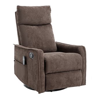 Heat Massage Manual Recliner Chair with Rocker and Swivel in Fabric for Living Room