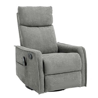 Heat Massage Manual Recliner Chair with Rocker and Swivel in Fabric for Living Room