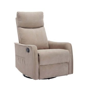 Heat Massage Manual Recliner Chair with Rocker and Swivel in Fabric for Living Room