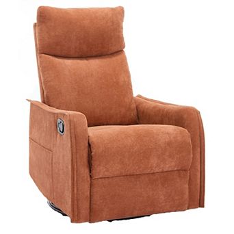 Heat Massage Manual Recliner Chair with Rocker and Swivel in Fabric for Living Room