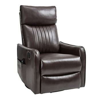 Faux Leather Heat Massage Manual Recliner Chair with Rocker and Swivel in Fabric for Living Room