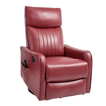 Faux Leather Heat Massage Manual Recliner Chair with Rocker and Swivel in Fabric for Living Room