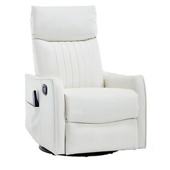 Faux Leather Heat Massage Manual Recliner Chair with Rocker and Swivel in Fabric for Living Room