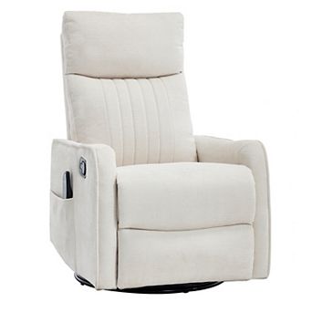 Chenille Heat Massage Manual Recliner Chair with Rocker and Swivel in Fabric for Living Room