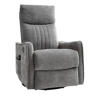 Chenille Heat Massage Manual Recliner Chair with Rocker and Swivel in Fabric for Living Room