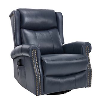 Genuine leather Heat Massage Manual Recliner Chair with Rocker and Swivel for Living Room