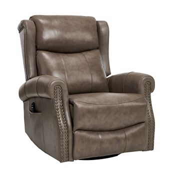 Genuine leather Heat Massage Manual Recliner Chair with Rocker and Swivel for Living Room