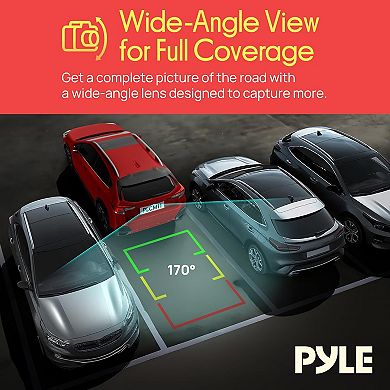 Pyle Rearview Back-Up Camera with Night Vision & Distance Scale Line Display - Compact Vehicle Style
