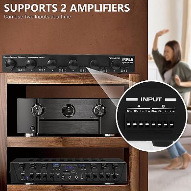 Pyle 6-Way Stereo Speaker Selector with Volume Control PLSHVC612 - Durable Aluminum Construction