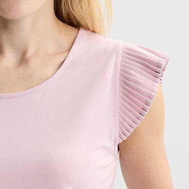 Women's Nine West ITY Pleated Flutter Sleeve Top