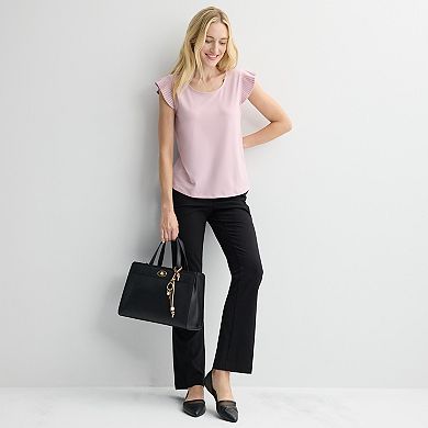 Women's Nine West ITY Pleated Flutter Sleeve Top
