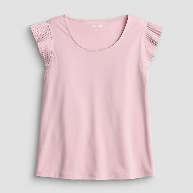 Women's Nine West ITY Pleated Flutter Sleeve Top