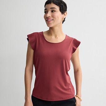 Women's Nine West ITY Pleated Flutter Sleeve Top