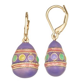 Napier Gold Tone Easter Egg Drop Earrings