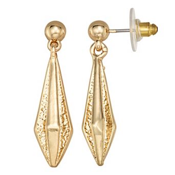 Napier Gold Tone Long Double Drop Post Earrings