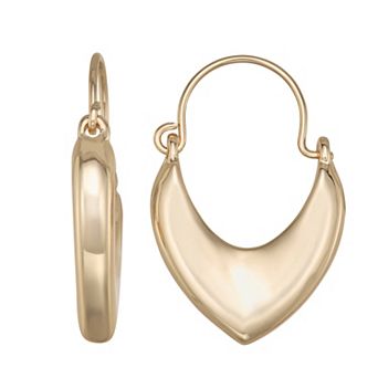 Napier Gold Tone Puffy Hoop Earrings