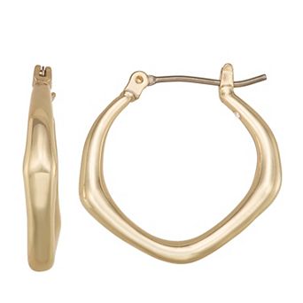 Napier Gold Tone Hexagon Hoop Earrings