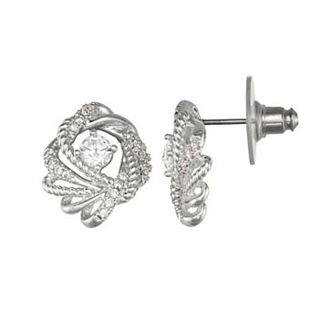 Napier Silver Tone Cubic Zirconia Rope Stud Earrings