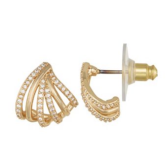 Napier Gold Tone Cubic Zirconia Shell Stud Earrings