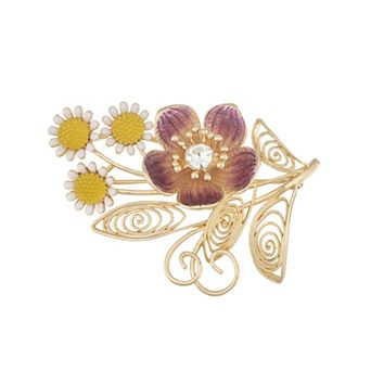 Napier Gold Tone Multicolor Flower Pin