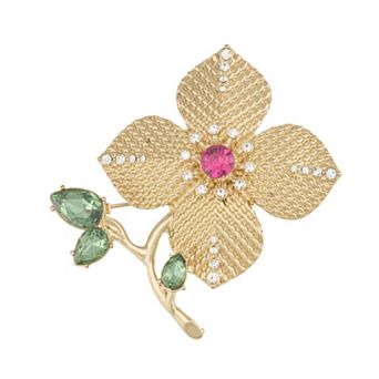 Napier Gold Tone Multicolor Flower Pin