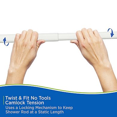 Kenney Twist & Fit No Tools Tension Stall Shower Curtain Rod