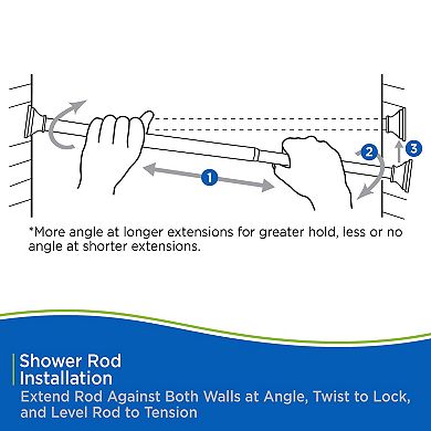 Kenney Twist & Fit No Tools Tension Stall Shower Curtain Rod