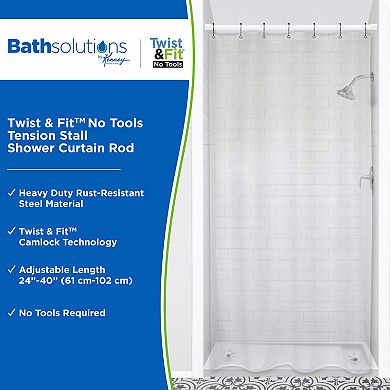 Kenney Twist & Fit No Tools Tension Stall Shower Curtain Rod
