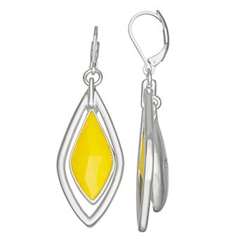 Napier Silver Tone Yellow Key Item Orbital Earrings