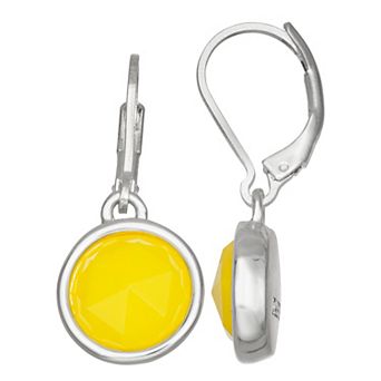 Napier Silver Tone Yellow Drop Earrings