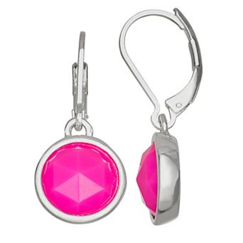 Napier Silver Tone Pink Key Item Drop Earrings