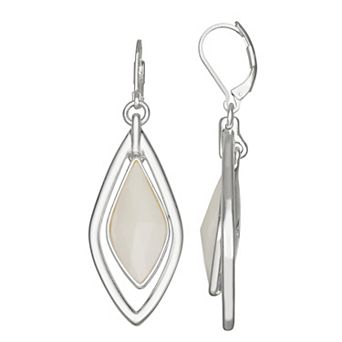 Napier Silver Tone White Key Item Orbital Earrings