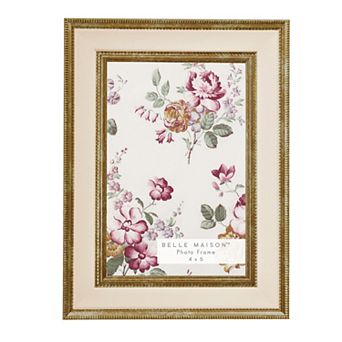Belle Maison Two Tone Floral 4" x 6" Photo Frame Table Decor