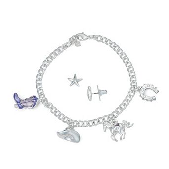 Napier 2 pc Silver-Tone Western Charm Bracelet & Earring Set