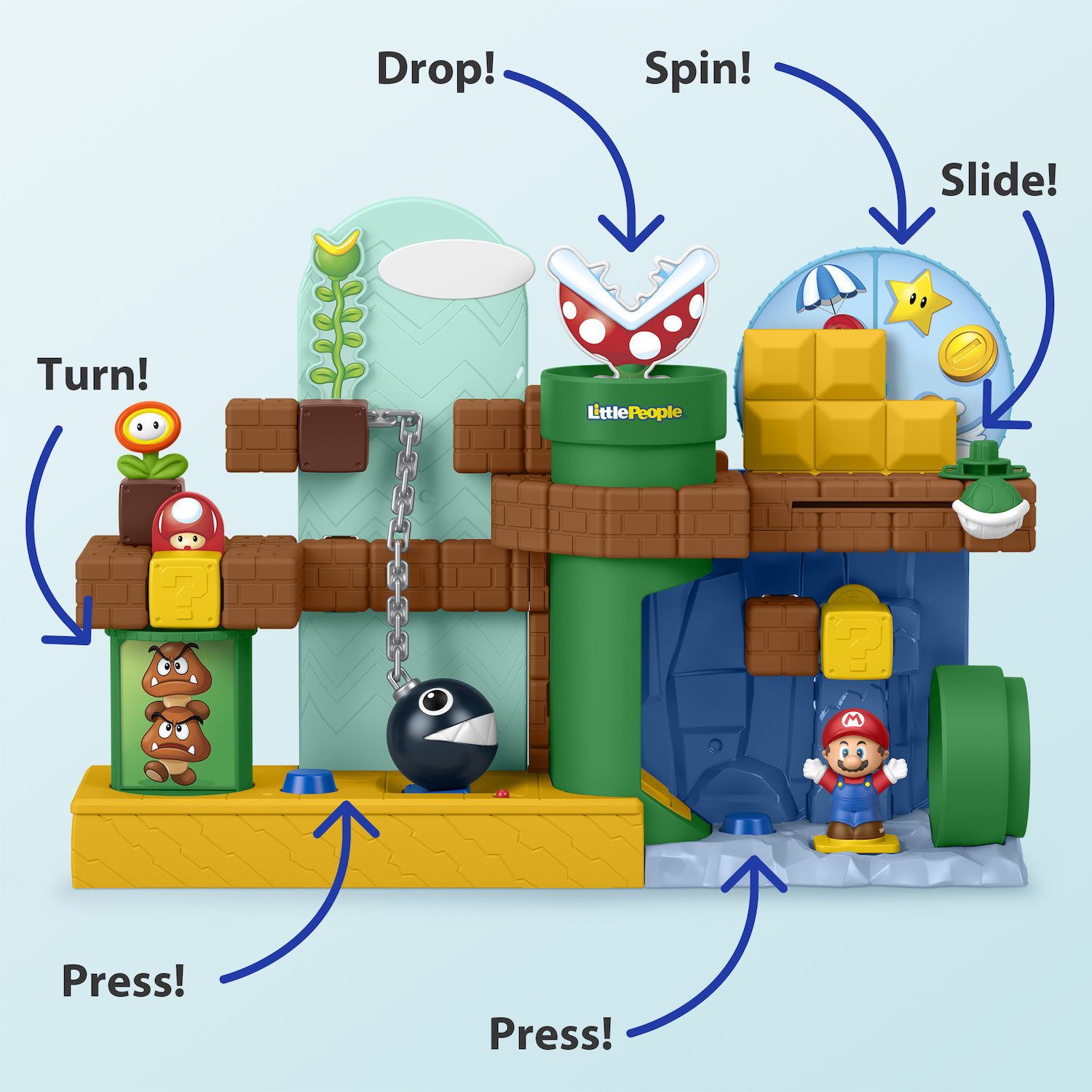 Детский игровой набор Fisher-Price Little People My Mario Adventure Musical Playset with 2 Figures — фото 5