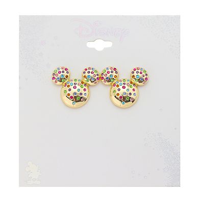 Disney's Mickey Mouse Gold-Tone Multi-Gemstone Puff Mickey Earrings