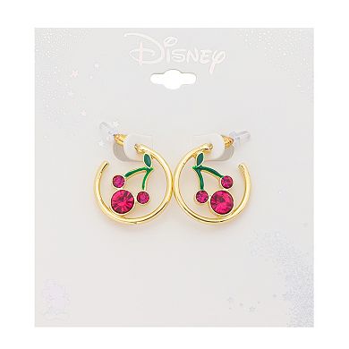 Disney's Mickey Mouse Gold-Tone Cherry Crystal Hoop Earrings