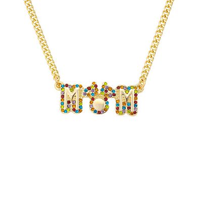 Disney's Minnie Mouse Gold-Tone Multi-Gemstone "Mom" Pendant Necklace