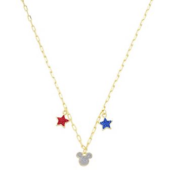 Disney's Mickey Mouse Faux Glitter Stars & Mickey Head Necklace