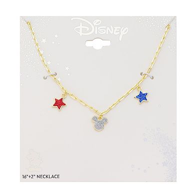 Disney's Mickey Mouse Faux Glitter Stars & Mickey Head Necklace